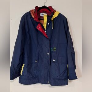 Vintage Piazza Sport Colourblock Windbreaker Jacket 2X | 90s Retro Hooded Coat